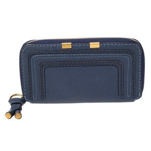 Chloé Long Zippered Wallet in Navy Blue
